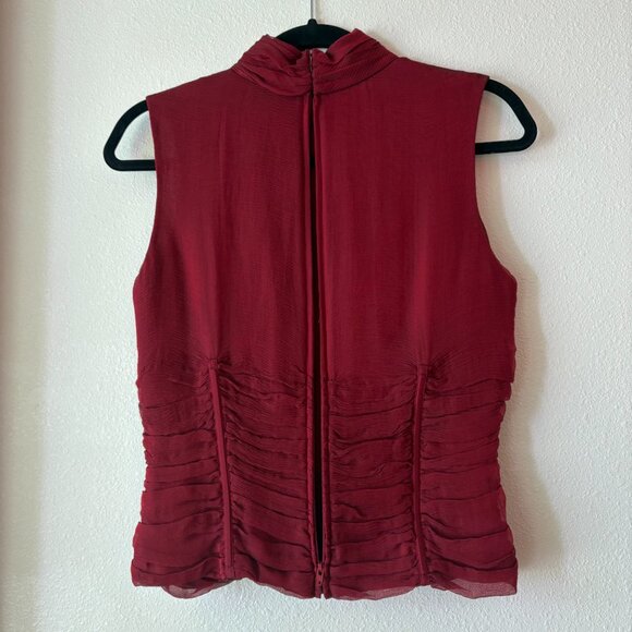 EUC 100% Silk Carmen Marc Valvo Red Sleeveless Top Corset - Like Detail Size 8 - Picture 6 of 11
